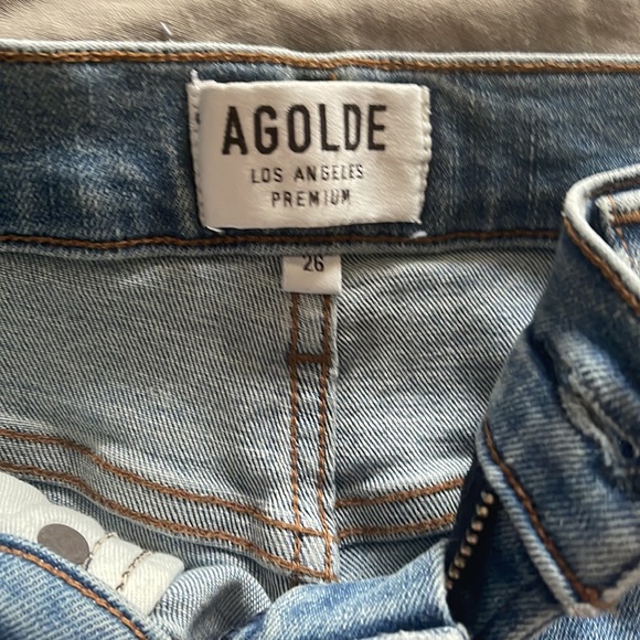 Agolde Sophie high rise skinny jeans medium light wash slight distressing - Picture 7 of 10